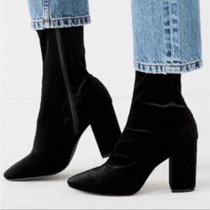 SAM EDELMAN Ankle Boots 10 Ankle Black Velvet Sock Bootie Ankle Block Heels